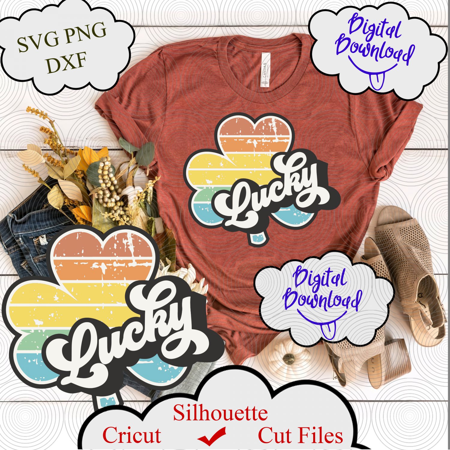 Lucky SVG file, St Patricks Day svg, Shamrock svg design, Clover Leaf Svg, Patricks shirt design