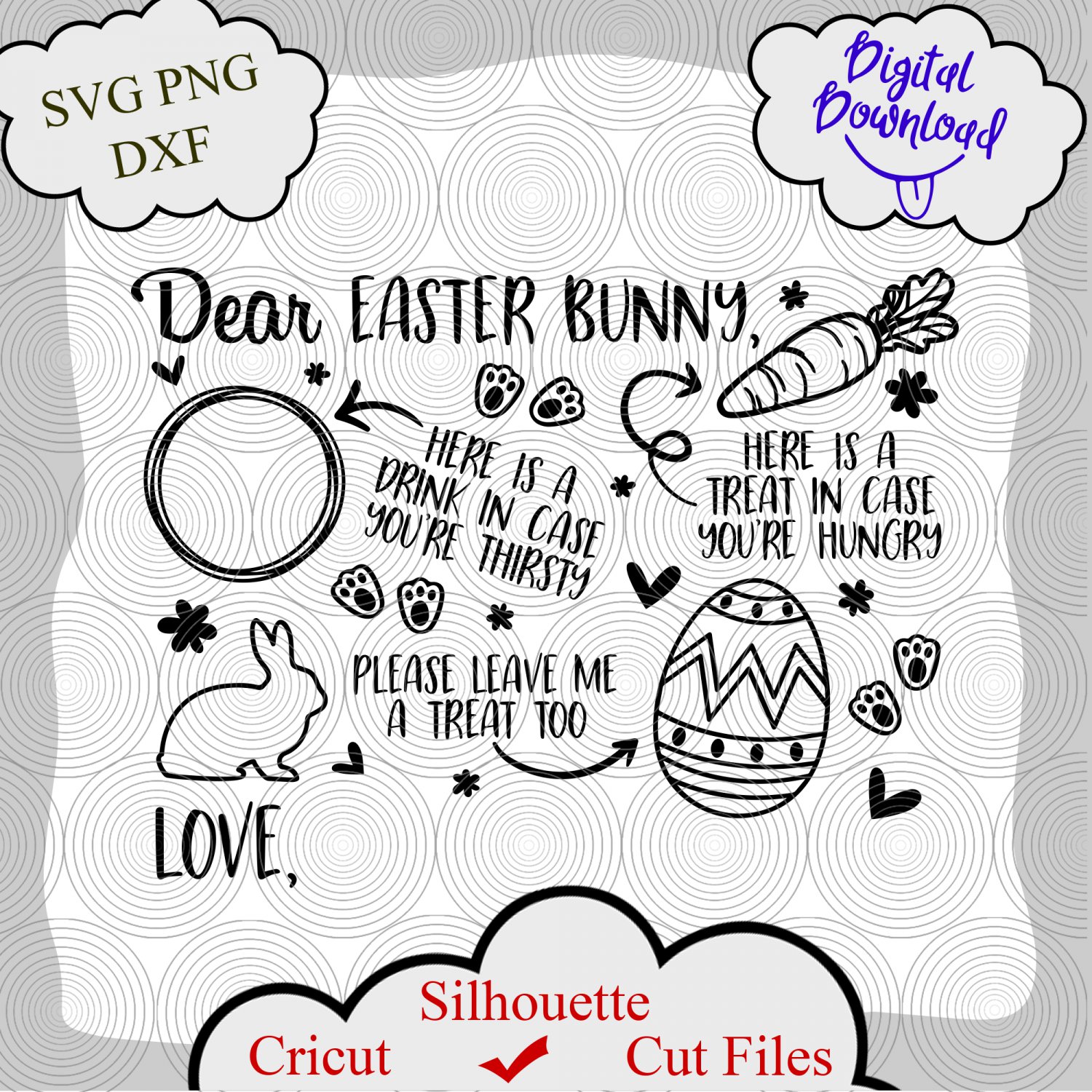 Easter Tray svg, Dear Easter Bunny, Easter Placemat SVG, easter svg, Easter Tray Plate, DXF