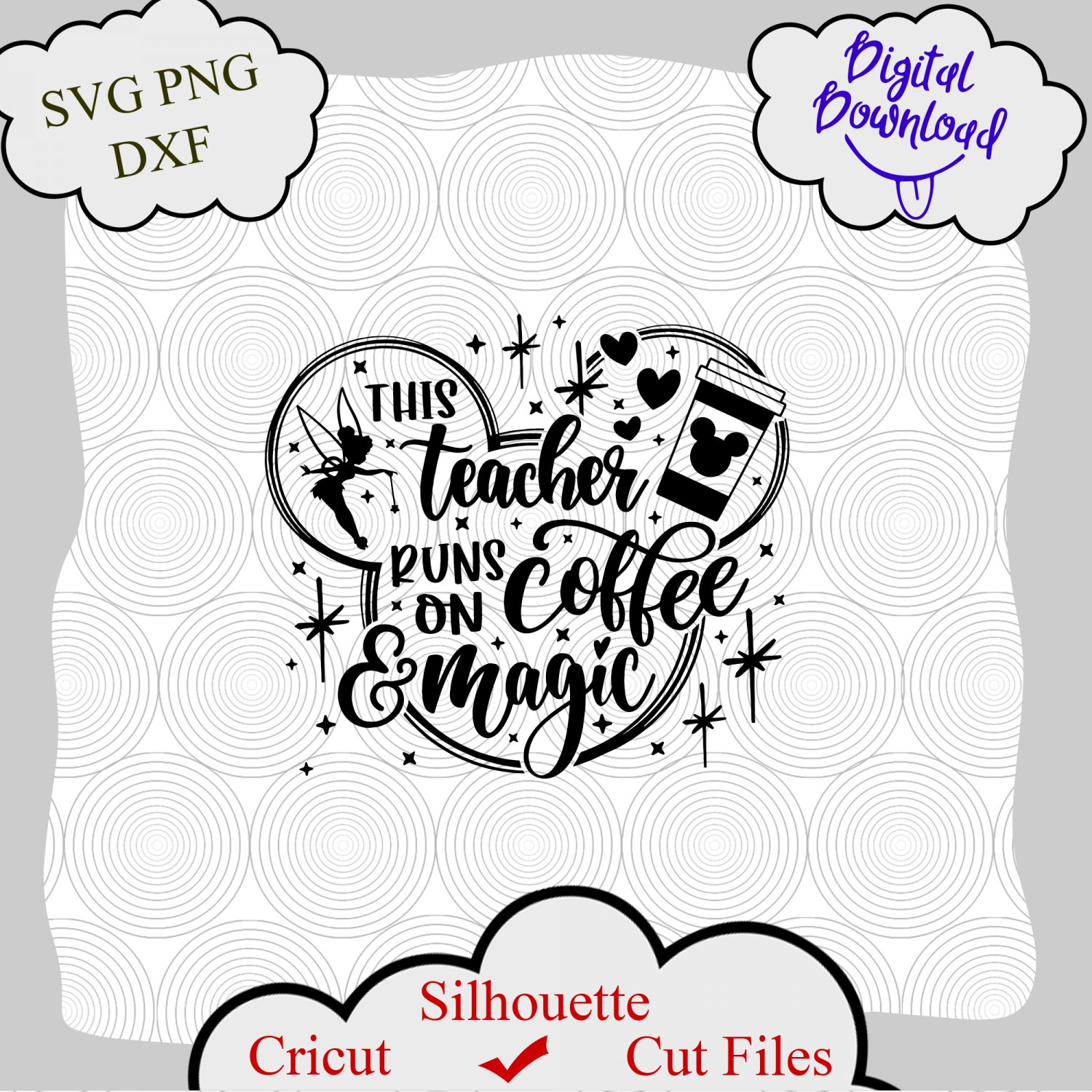 This Teacher runs on Coffee and Magic Svg, Disney Teacher Svg, Mickey Coffee Cut files