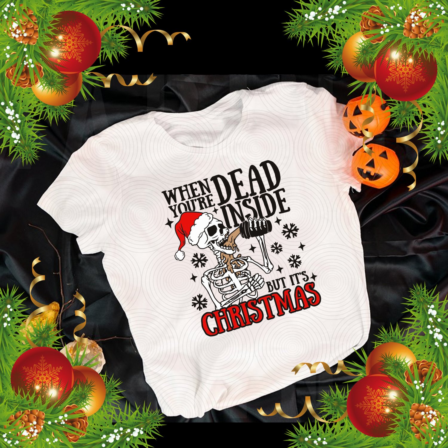 When You're Dead Inside But It's Christmas svg Messy Bun Skull svg Christmas Skeleton Downloads
