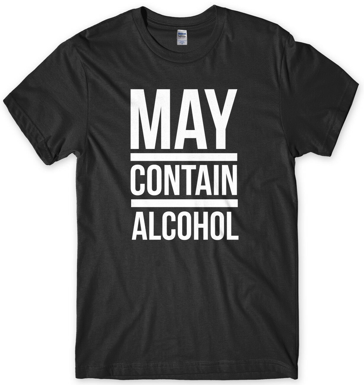 May Contain Alcohol Mens Funny Unisex T-Shirt Gildan G500