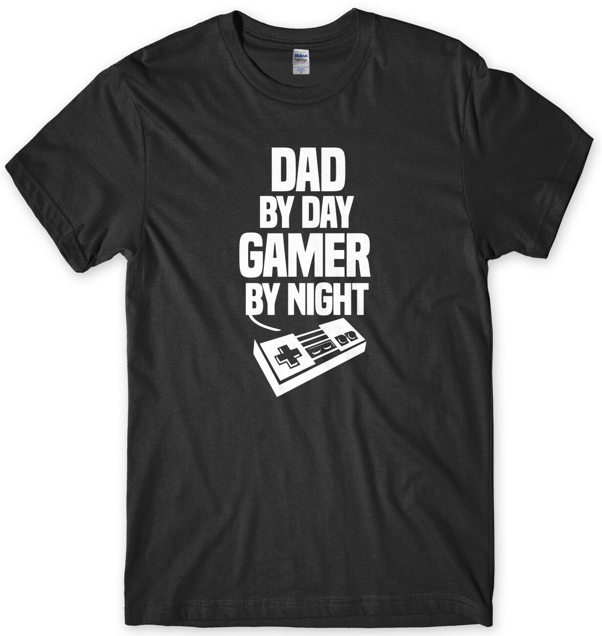 Dad By Day Gamer By Night Mens Funny Unisex T-Shirt Gildan G500 Tee