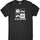 Eat Sleep Farm Repeat Funny Mens Unisex T-Shirt Gildan G500 Tee
