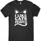 I Like Cats More Than I Like People Mens Funny Unisex T-Shirt Gildan G500 Tee