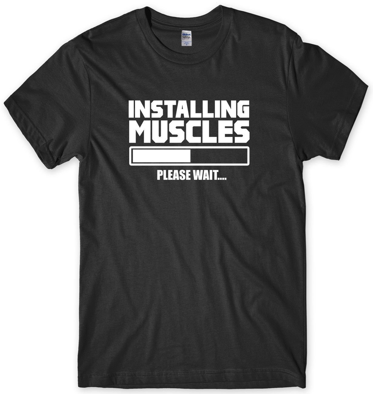 Installing Muscles Please Wait... Mens Funny Unisex T-Shirt Gildan G500 Tee