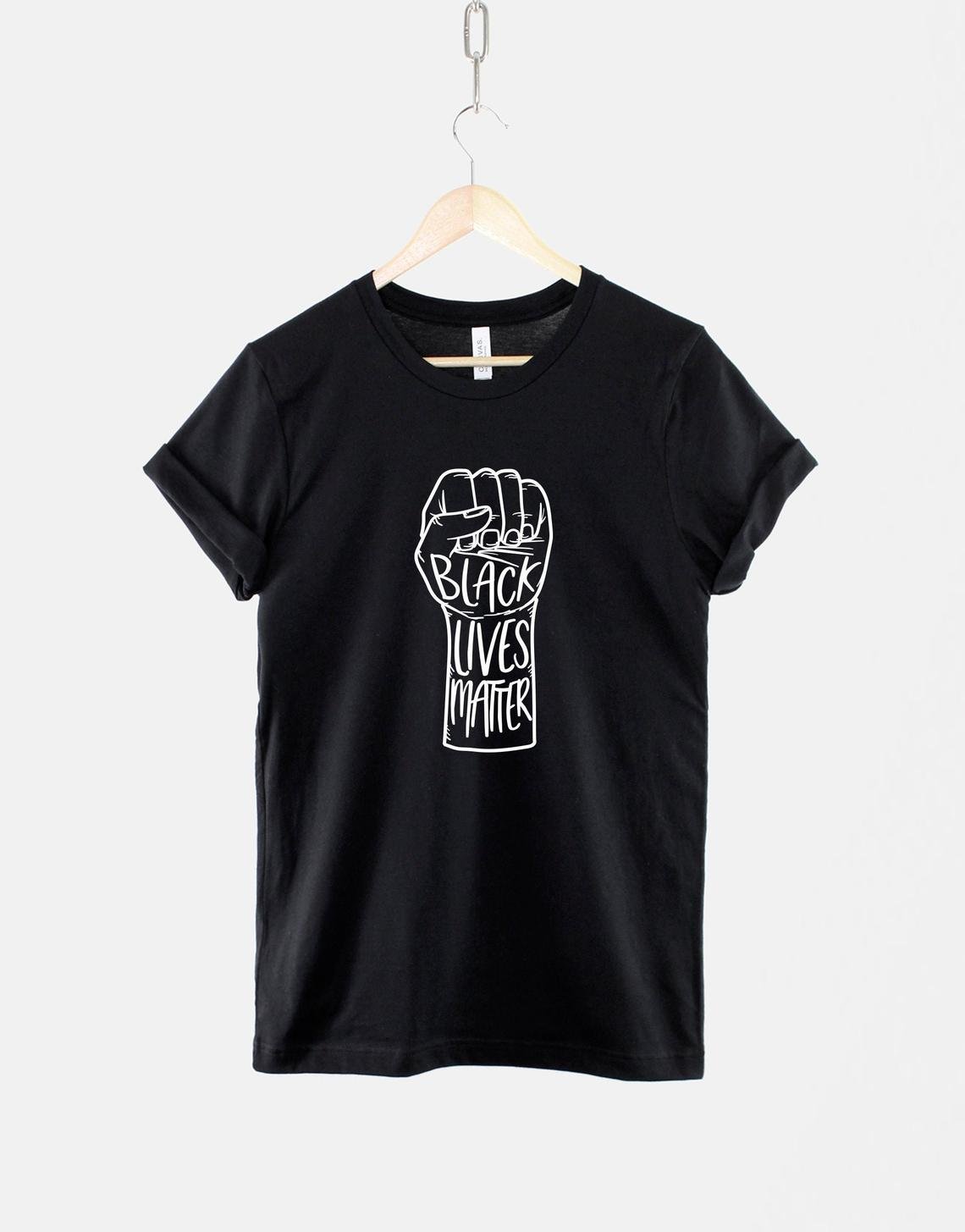Black Power Fist Shirt  BLM Protest Anti Racism Protester Shirt    Gildan G500 Tee