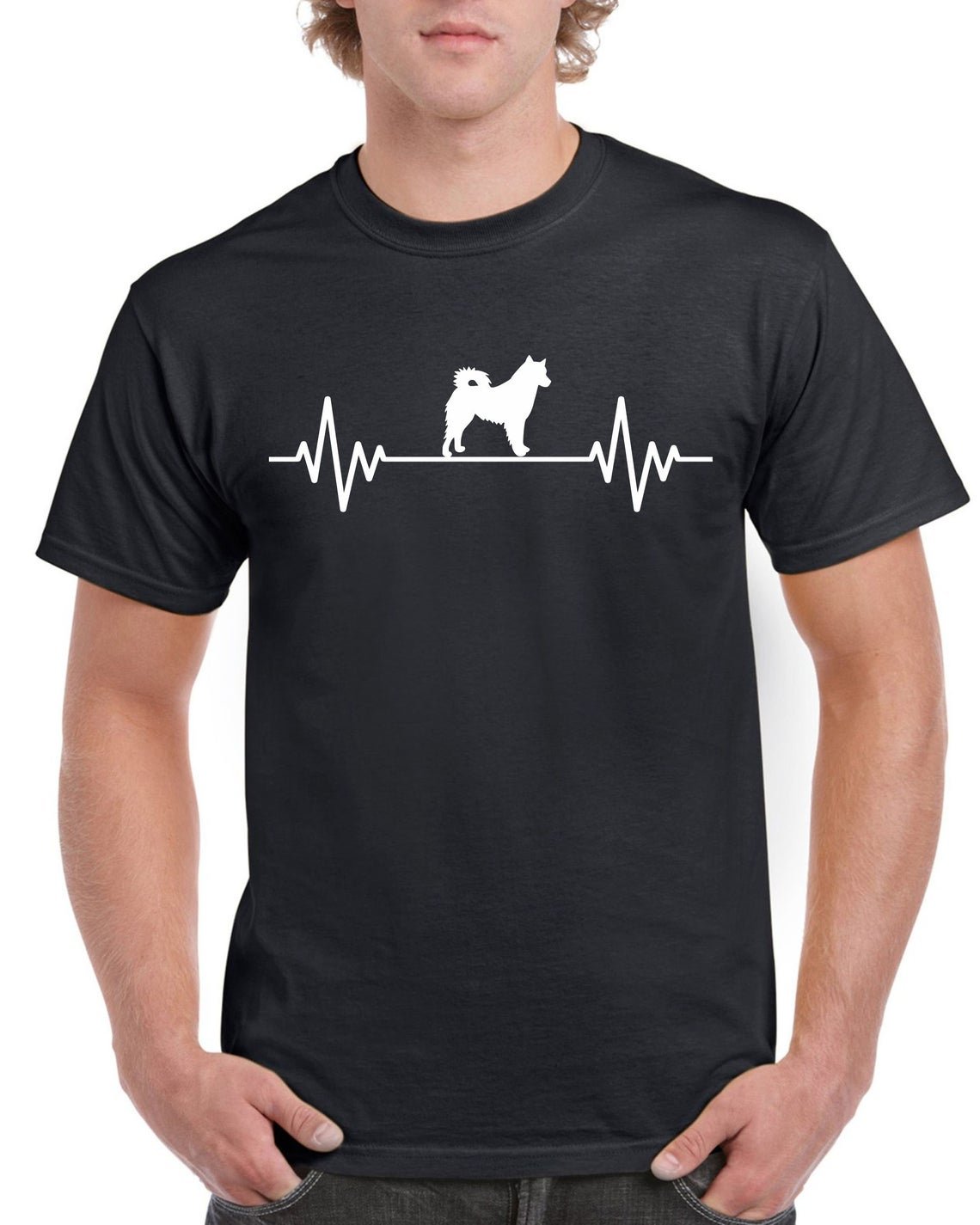 Heart Beat Rate Pulse Alaskan Malamute Dog Walking Gift Unisex Mens Womens T Shirt