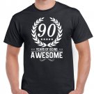 Mens 90th Birthday T Shirt Top Shirt Gift Present Ninety 90 Years Of Being Awesome Funny