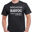 Mens 90th Birthday TShirt Top Shirt Gift Present Ninety Wreaking Havoc Since Year 1931
