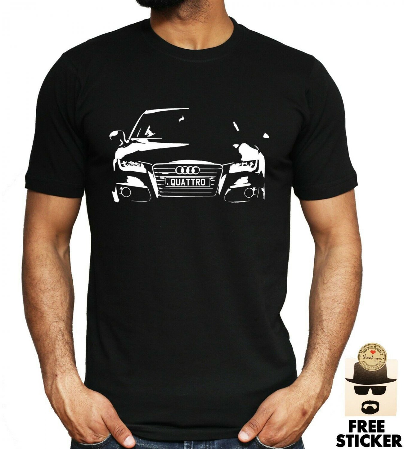 Audi Car CUSTOM Plate T shirt Personalised Number Name Quattro