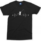 Fishing Heart Beat Pulse T-Shirt Fisherman Angling Fathers