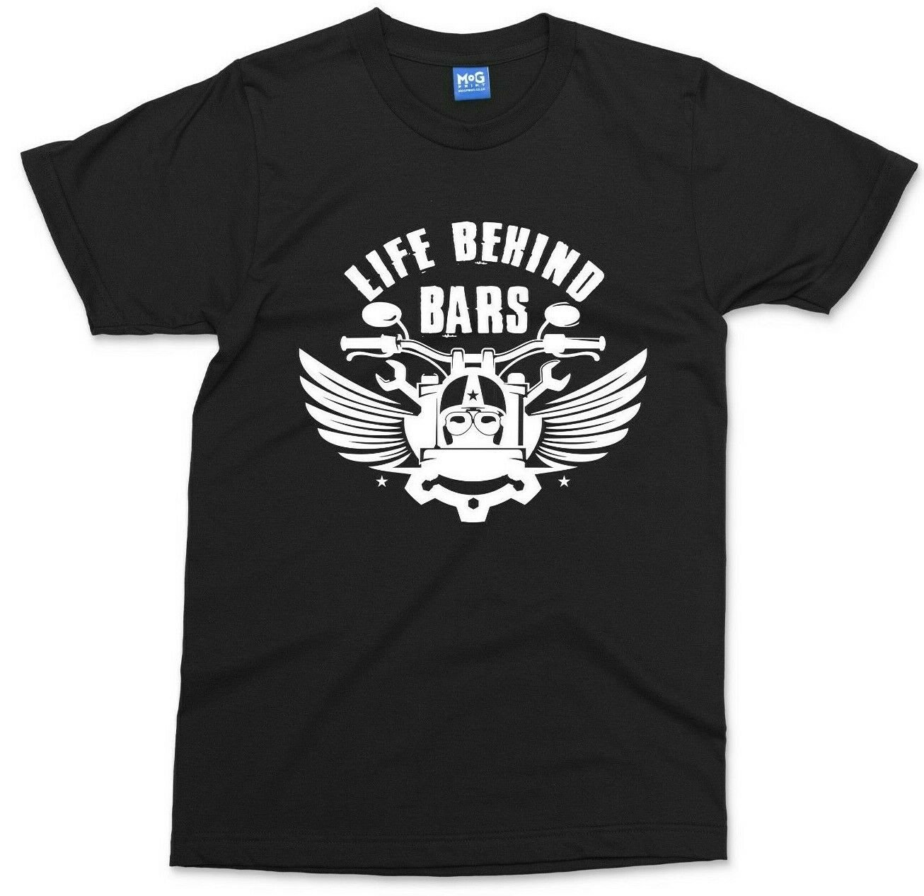 Motorcycle T-shirt Life Behind Bars Retro Style Biker Dad Grandad