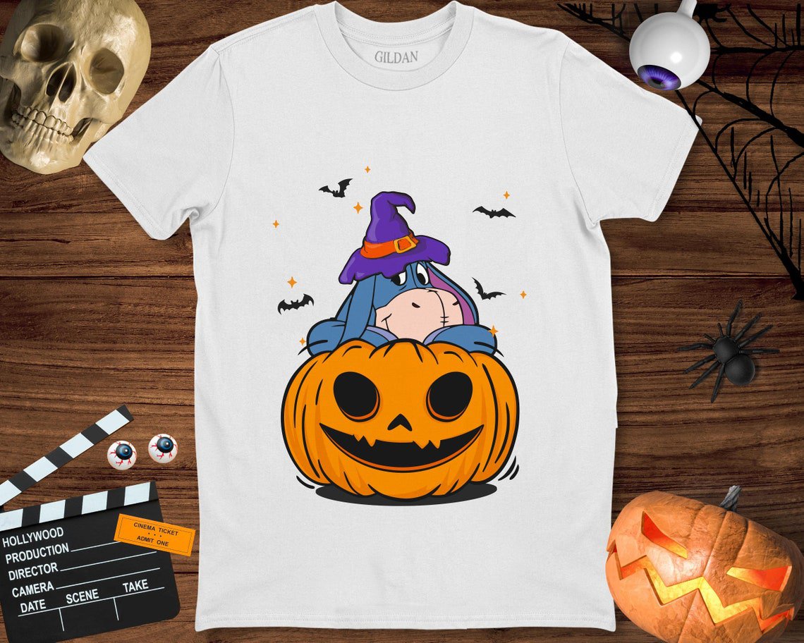 Eeyore Witch With Hat On Pumpkin Halloween Costume Unisex Gift T-Shirt