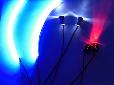 RC 10mm LED 2W2R2B Headlights Tail Lights Blue underbody Strips PNP RX 3.7-9V