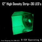 12"  Green LED Strip Speaker Box-Amp-Interior Lighting 36 LED's Waterproof