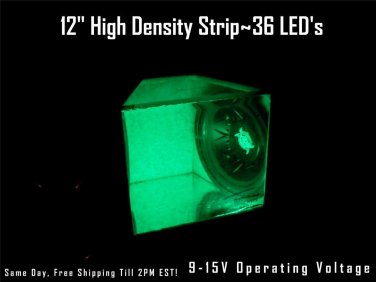 12"  Green LED Strip Speaker Box-Amp-Interior Lighting 36 LED's Waterproof