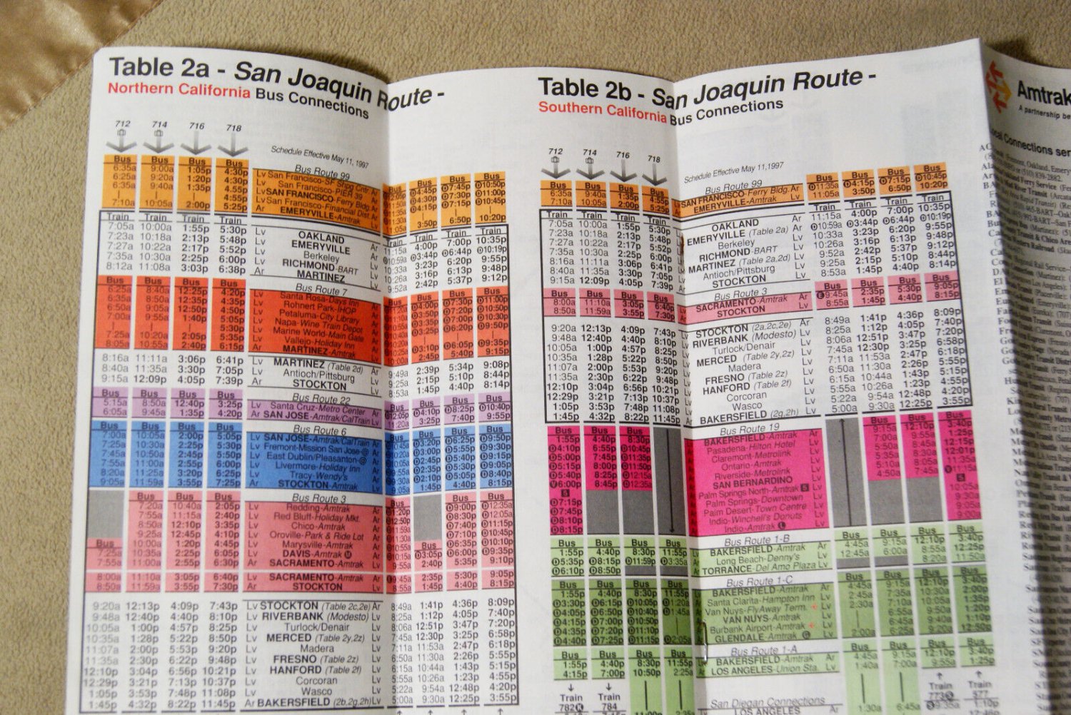 San Joaquin Route - Amtrak Timetable - May 11, 1997