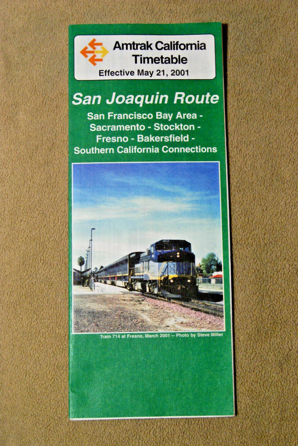 Amtrak Timetable - San Joaquin Route - May 21, 2001