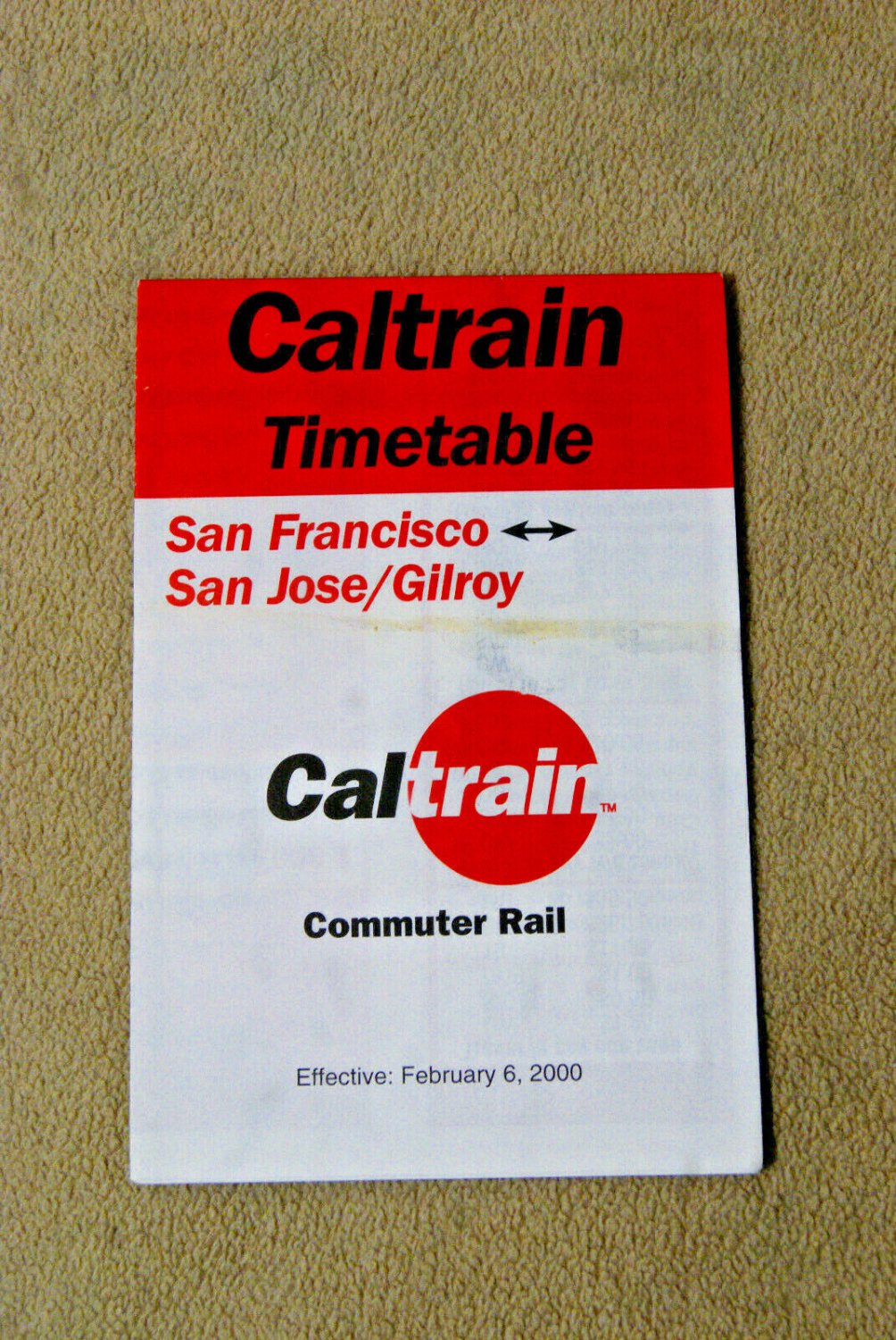 Caltrain Commmuter Rail Timetable - Feb 6, 2000