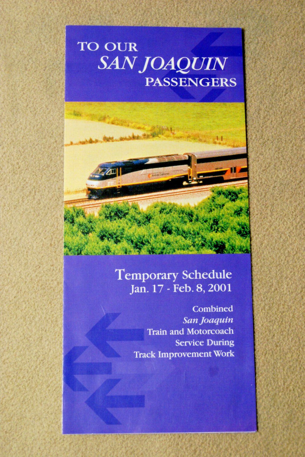 Amtrak - San Joaquins - Temporary Schedule - Jan 17 - Feb 8, 2001