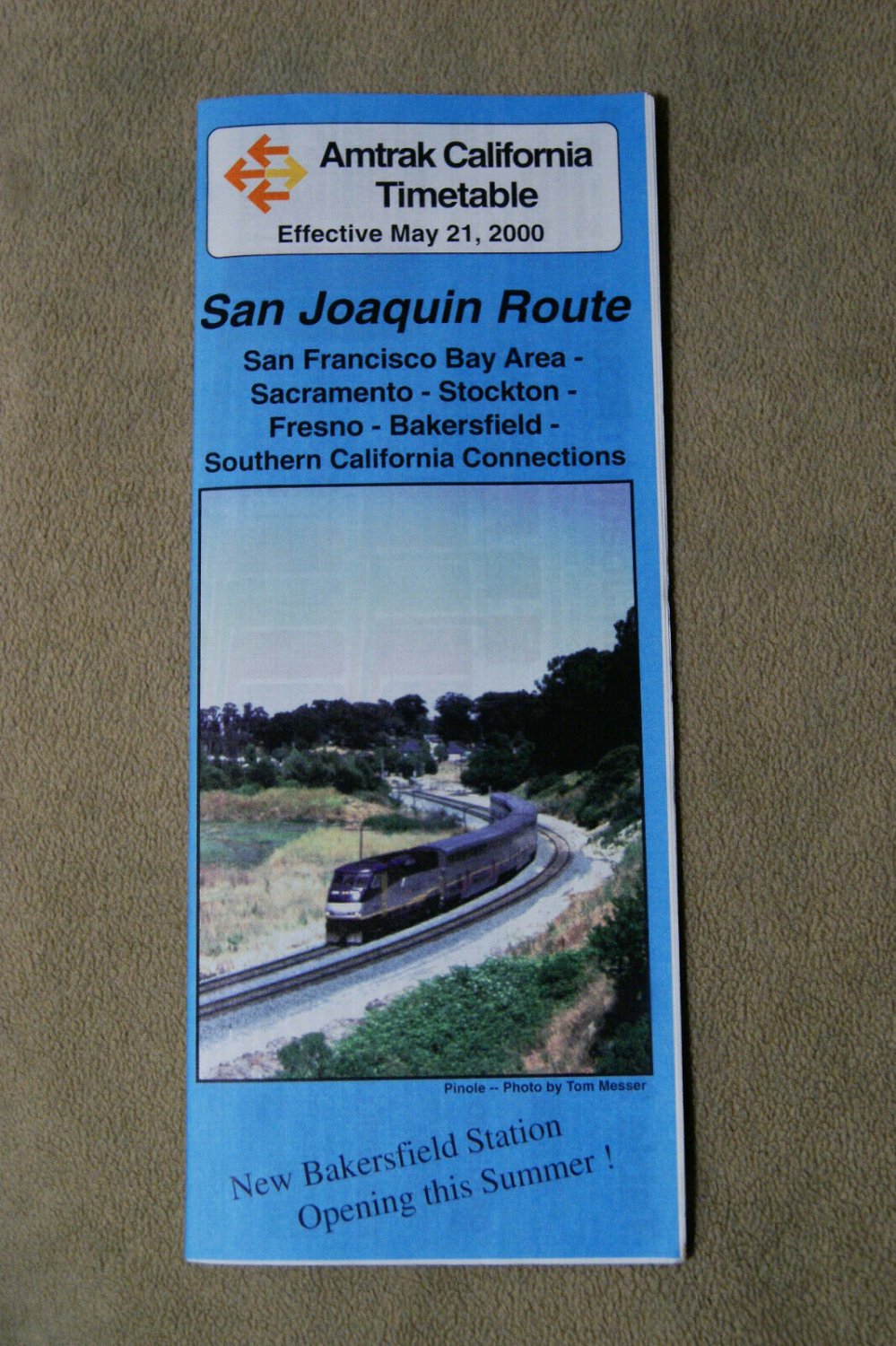 Amtrack - San Joaquin Route Timetable - May 21, 2000
