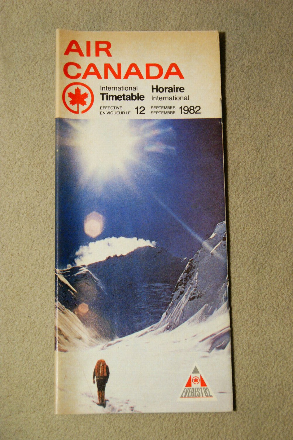 Air Canada International Timetable Sept 12, 1982