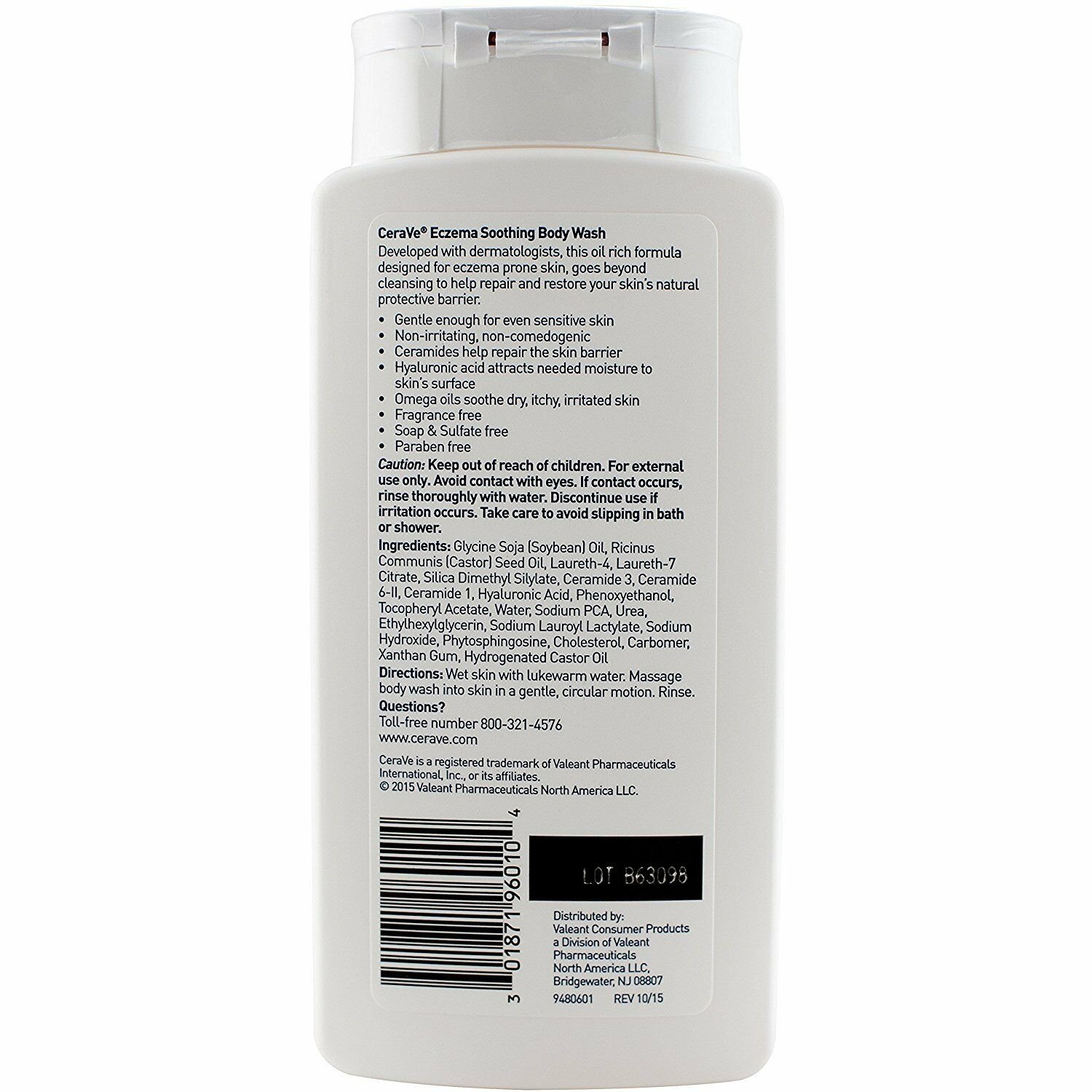 CeraVe Eczema Soothing Body Wash, 10 Fluid Ounce