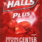 HALLS Plus Soothing Syrup Center Cherry Flavor Menthol Drops 25 ct Bag
