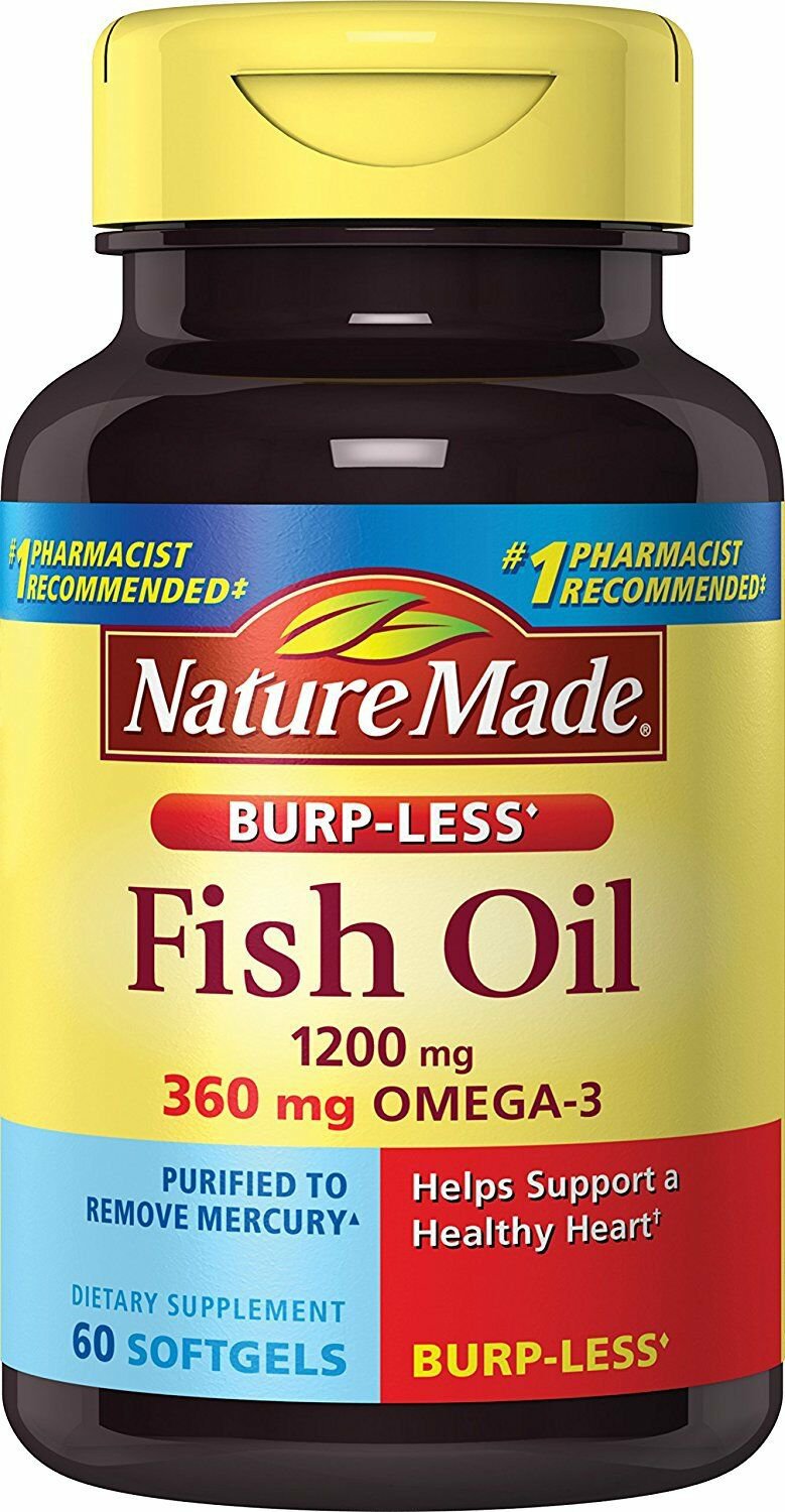 Nature Made BurpLess Fish Oil Omega3 1200 mg 60 Softgels