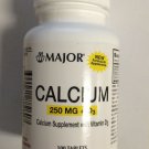 Major Calcium Supplement with Vitamin D3, Tablets 250mg, 100 ct