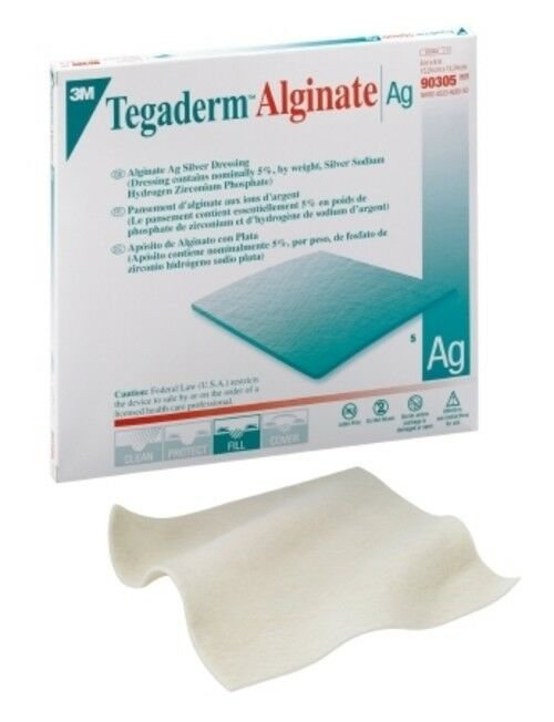 McK 3M Tegaderm Alginate Ag Dressing 6 X 6 Inch - Box of 5