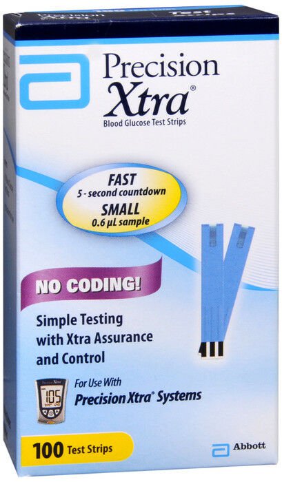 Precision Xtra Blood Glucose Test Strips - 100 ea Faster test time