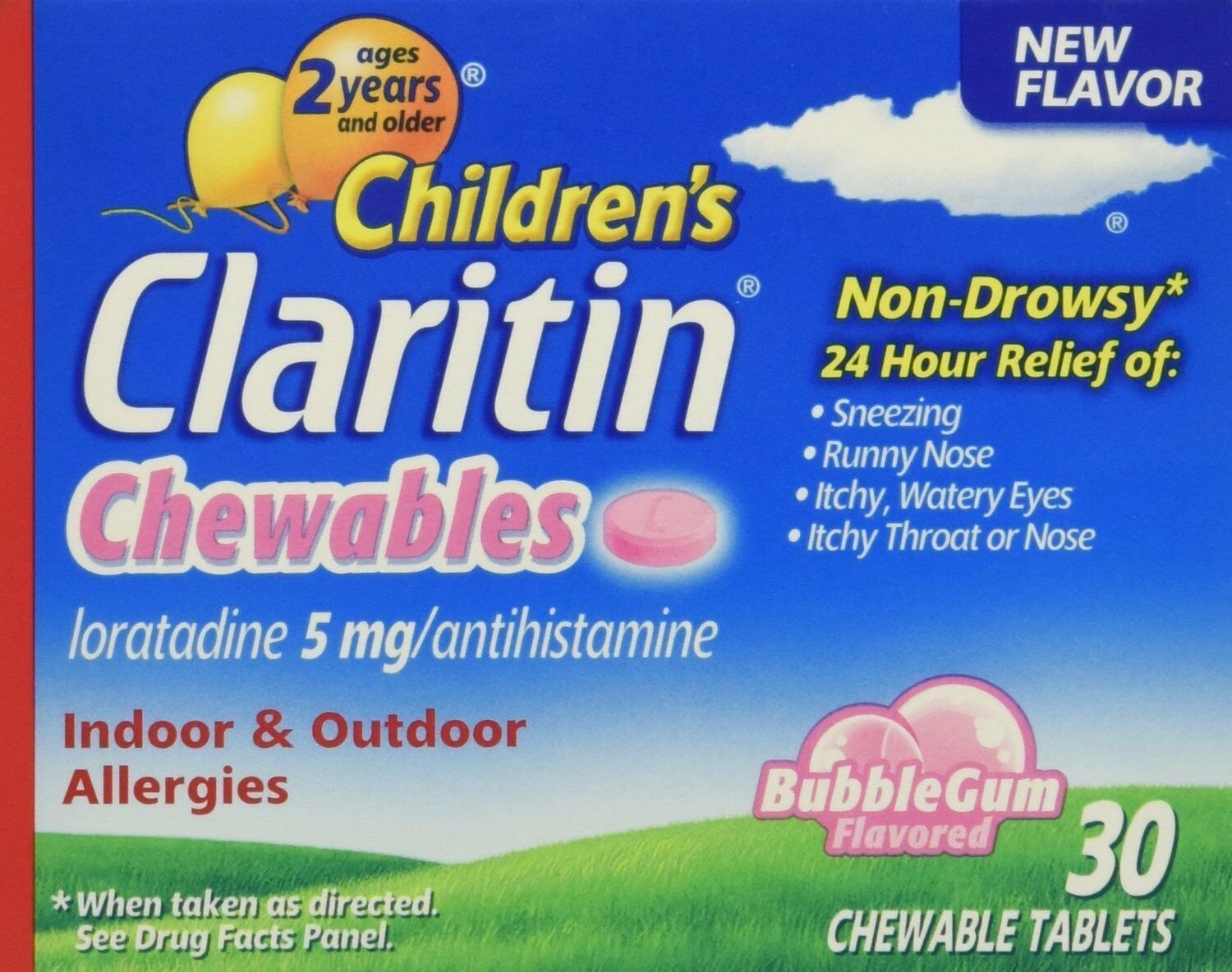Claritin Childs 5mg Chew Size 30ct Claritn Childrens 5mg Bubblegum Chewable Tab