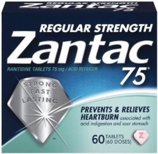 Zantac 75mg Maximum Strength Tablets 60ct relieves heartburn acid reducer
