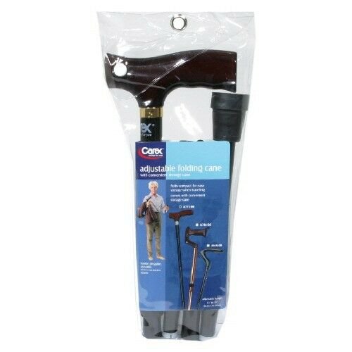 Carex Folding Adjustable Handle Cane with Walnut Pistol Handle