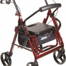 MCKDS Rollator / Transport Chair Duet Burgundy Folding Aluminum 37 Inch