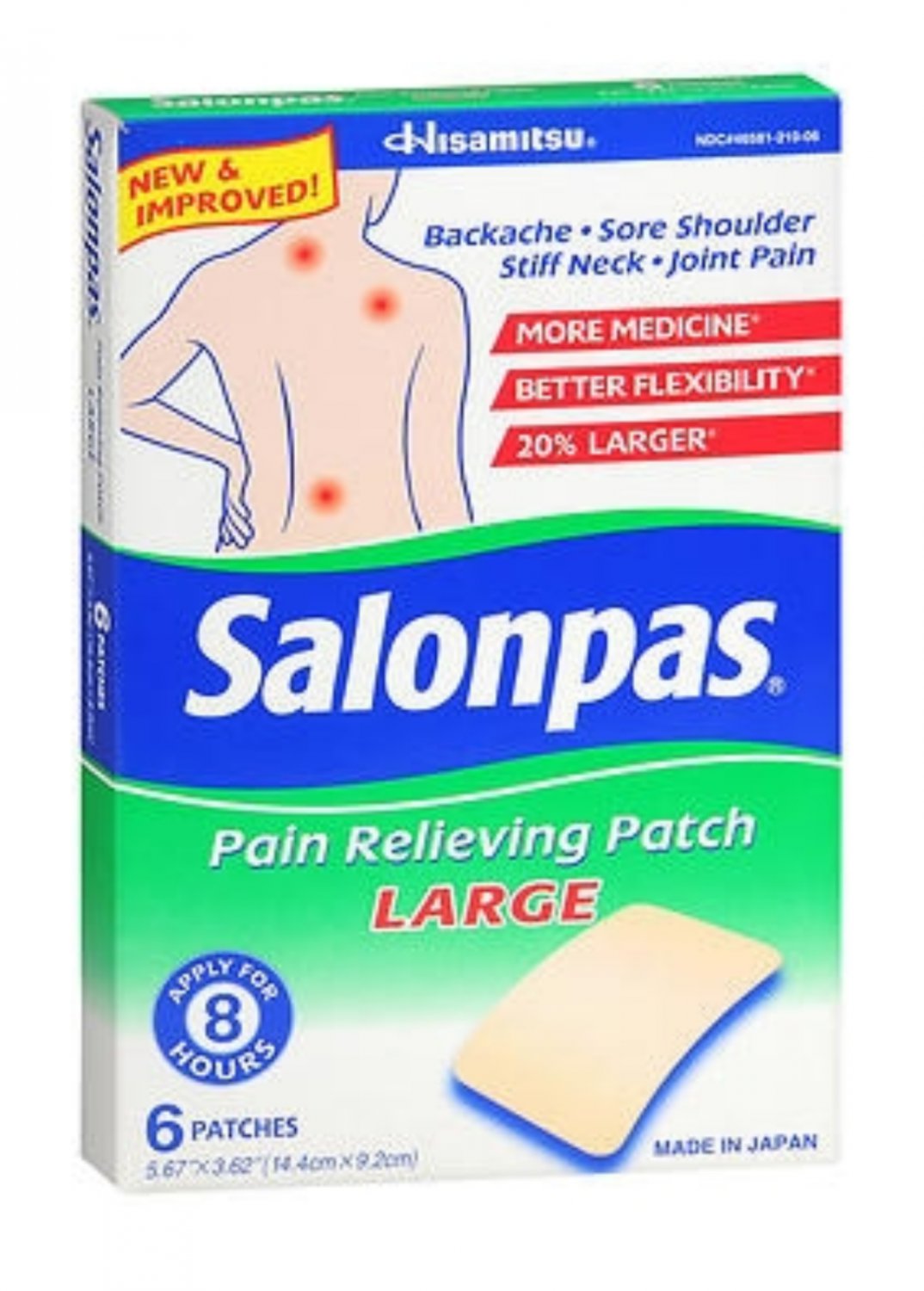 McK Salonpas Pain Relief Patch Large 6 per Box