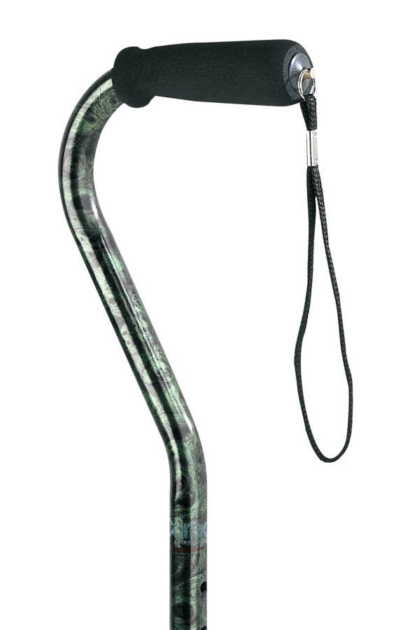Carex Height Adjustable Designer Offset Cane Wrist Strap and Soft Cushion- Green