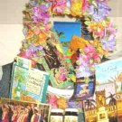 Large Hawaiian Souvenir Basket of Goodies and Treasures Cards Tea Bags Hula Dancer plus