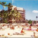 Famous Hawaiian Village Hotel and Beach 1960s Vintage Postcard Unused