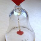 Avon Crystal Bell with Opalescent White Doves and Red Hearts Collectible