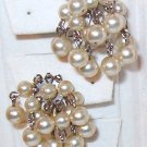 Cascading Faux Pearl Clip On Earrings Vintage ~ Wedding Thought?