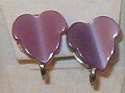 Purple / Lavender Earrings Leaf Motif Thick Plastic Screw Back Vintage