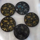 Lot of 13 Oversized Coasters Oriental Flowers and Bird Motif