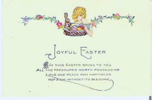 Vintage Easter Card Lady and Basket Early 1900s Unused