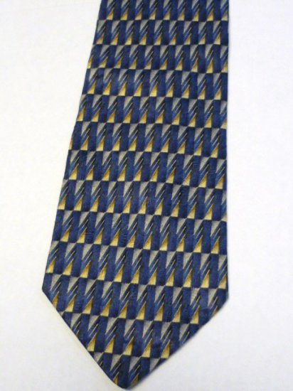 Roundtree and Yorke Silk Tie Blue Brown Gold Handmade