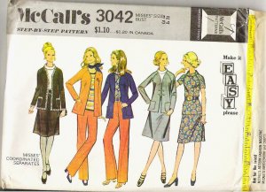 McCalls Pattern 3042 Misses Sz 12 Coordinated Separates