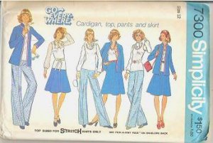 Simplicity Uncut Pattern 7300 Cardigan Top Pants and Skirt Sz 12 1975