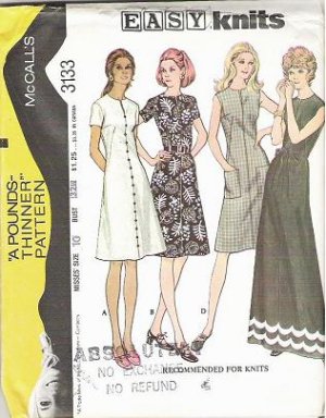 Uncut McCalls Easy Pattern 3133 Ladies Sz 10 Dress 1972