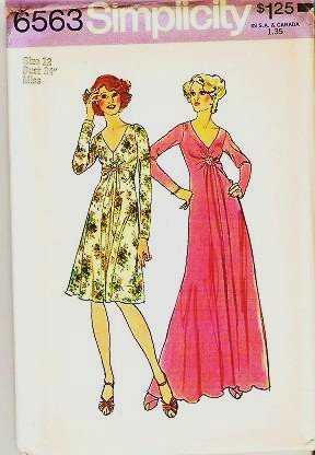 Uncut Simplicity Pattern 6563 Size 12 Long or Short Dress 1974